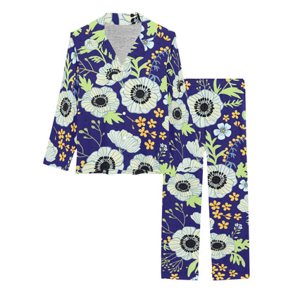Anemone Pattern Print Design AM06 Women's Long Pajama Set