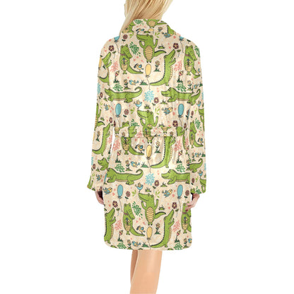 Alligator Pattern Print Design 01 Women's Fleece Robe