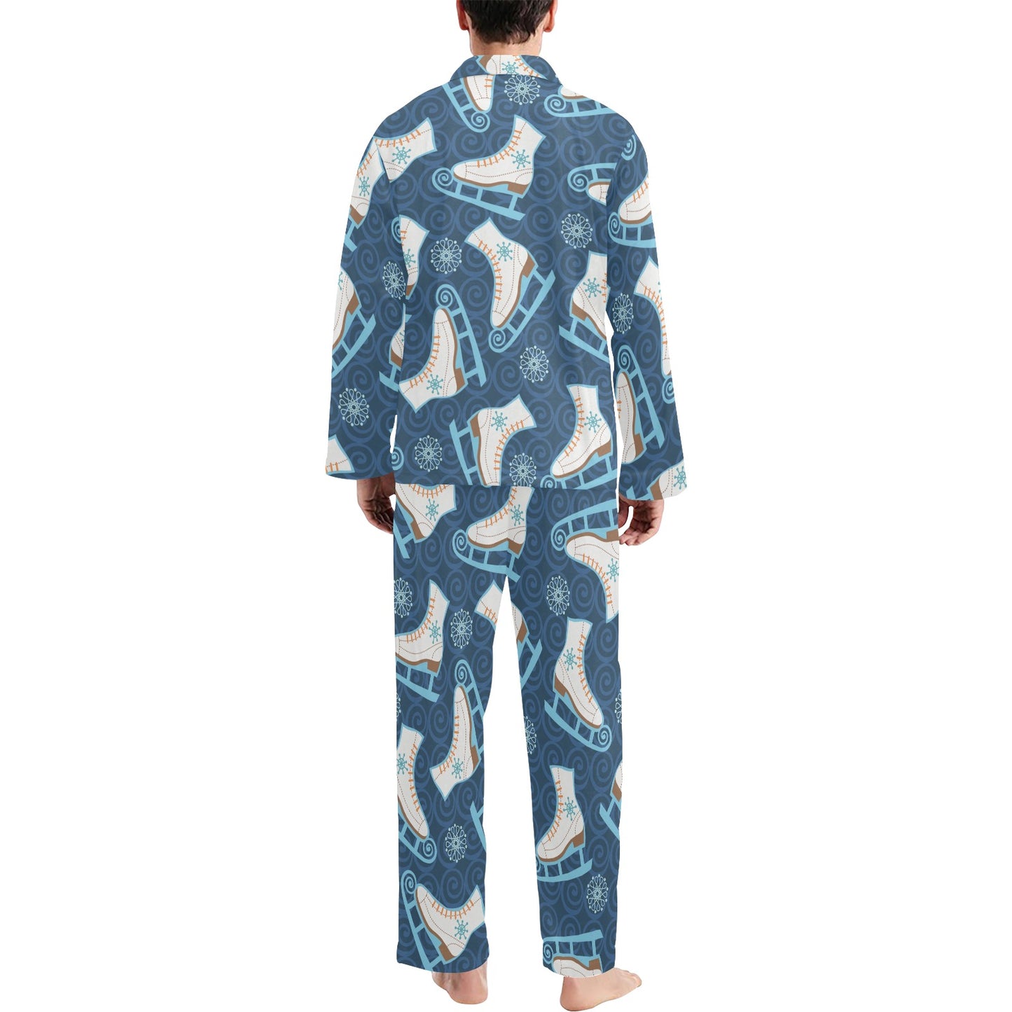 Ice Skate Pattern Print Design 01 Men's Long Pajama Set