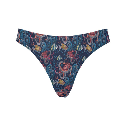 Octopus Deep Sea Print Themed Women's Thongs