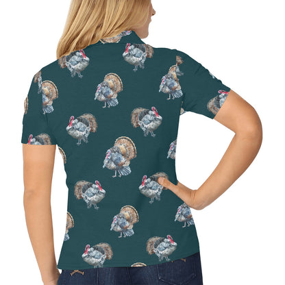 Turkey Pattern Print Design 03 Women's Polo Shirt