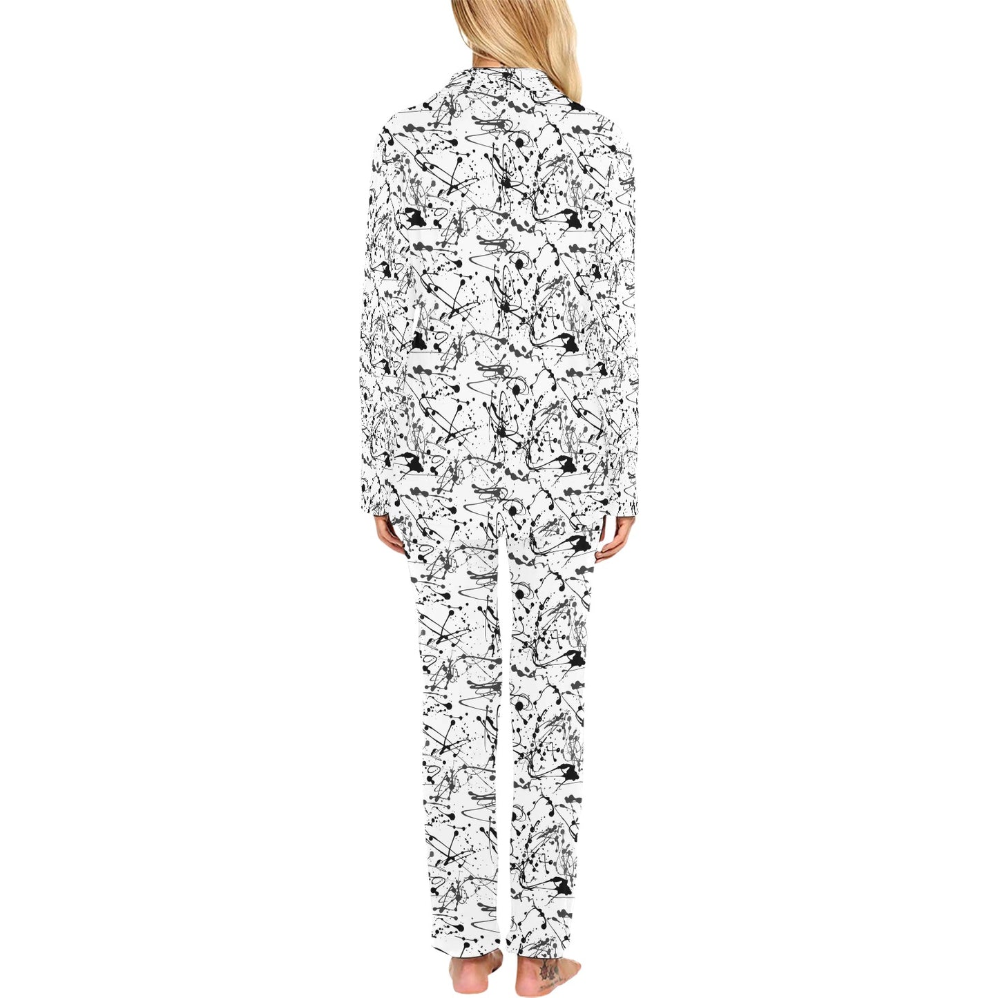 Splatter Print Design LKS305 Women's Long Pajama Set