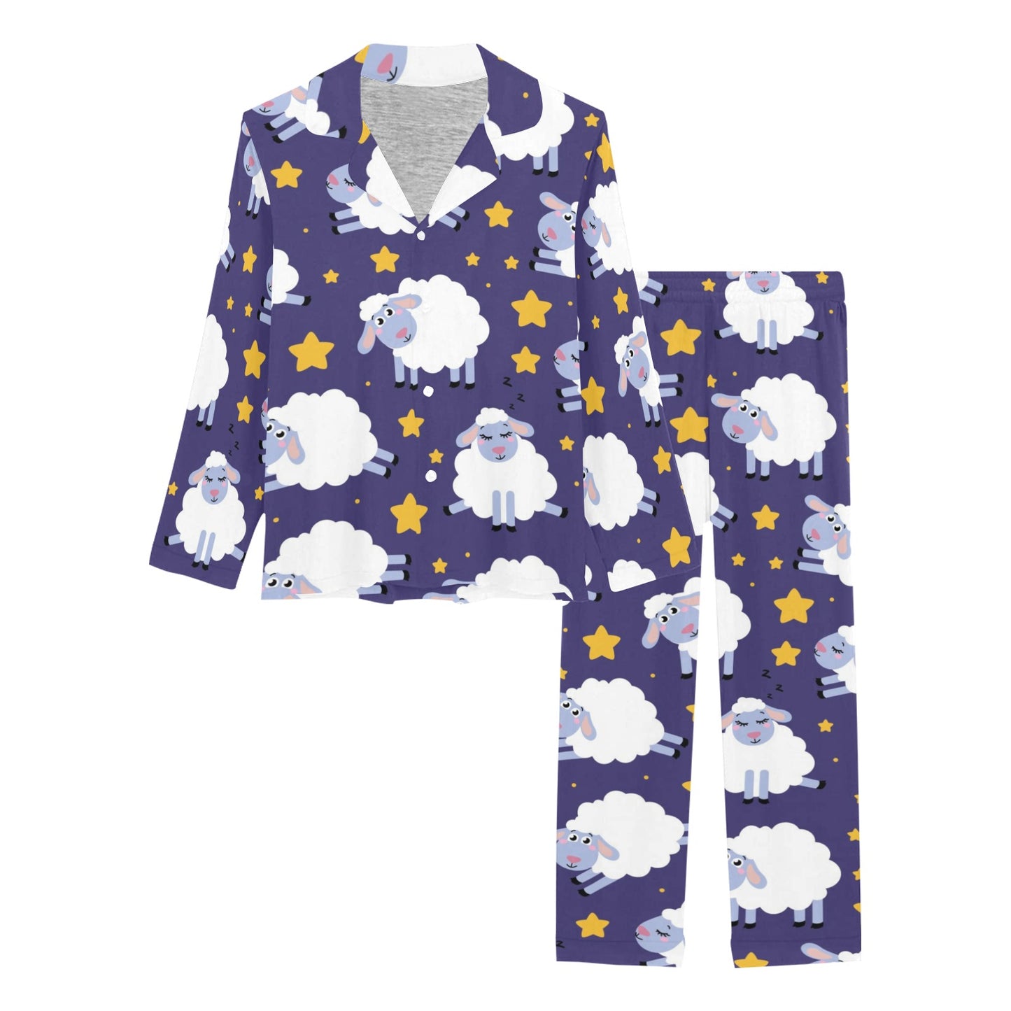 Sheep Pattern Print Design 03 Women's Long Pajama Set