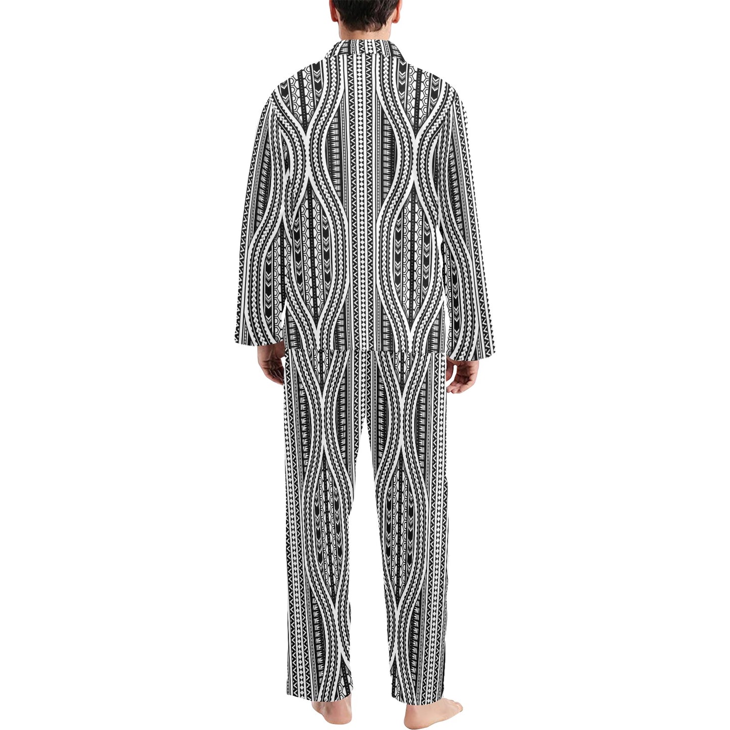 Polynesian Tribal Style Men's Long Pajama Set