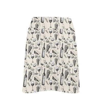 Wine Themed Print Design LKS306 17" Golf & Pickleball Skort with Pockets