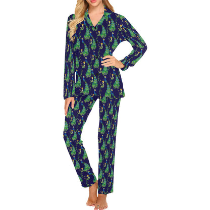 Peacock Art Design Print Women's Long Pajama Set