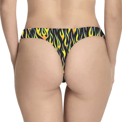Flame Fire Yellow Pattern Women's Thongs