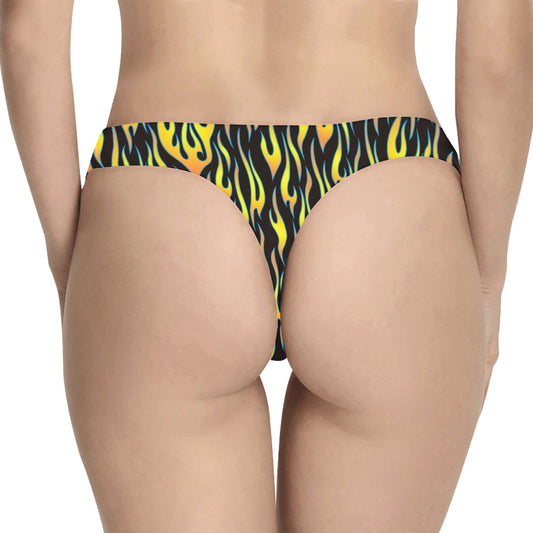 Flame Fire Yellow Pattern Women's Thongs