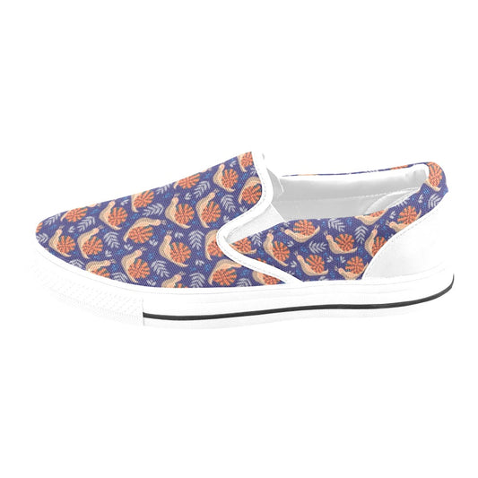 Snail Print Design LKS401 White Slip Ons Canvas Women's Shoes