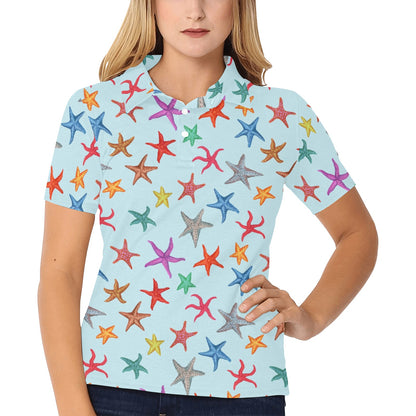 Starfish Print Design LKS402 Women's Polo Shirt