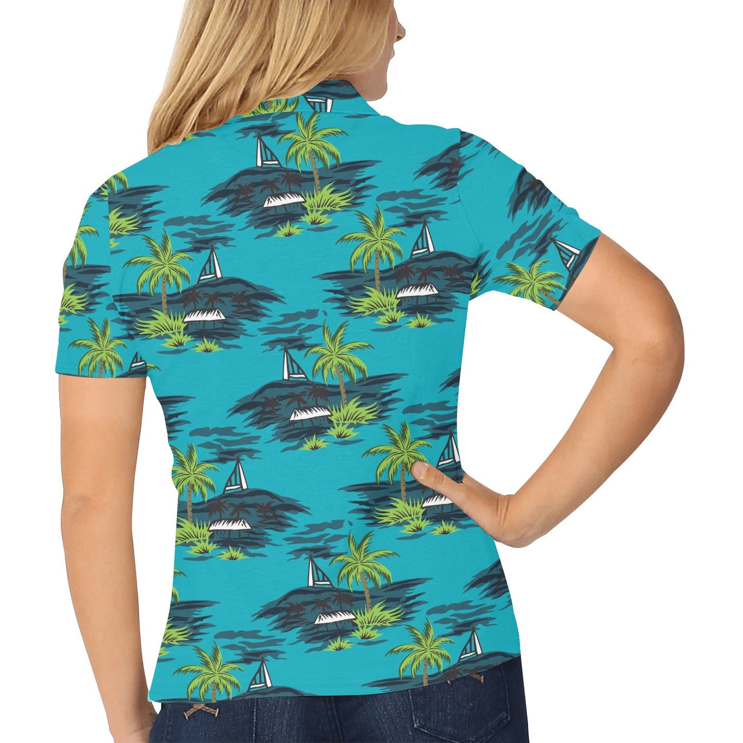 Pacific island Pattern Print Design A01 Women's Polo Shirt