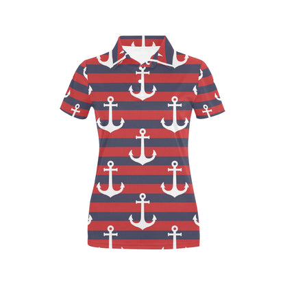 Nautical Pattern Print Design A05 Women's Polo Shirt