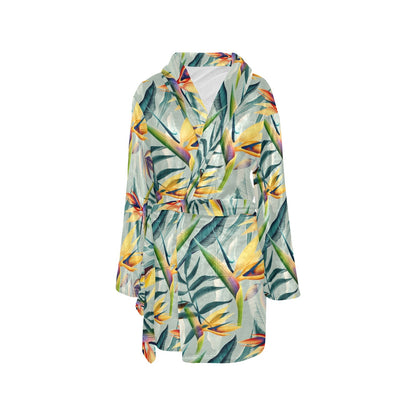 Tropical Flower Pattern Print Design TF022 Women's Fleece Robe