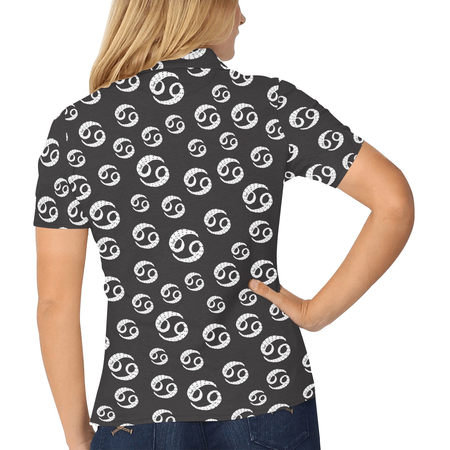 Cancer Zodiac Pattern Print Design 02 Women's Polo Shirt
