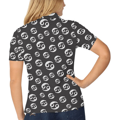 Cancer Zodiac Pattern Print Design 02 Women's Polo Shirt
