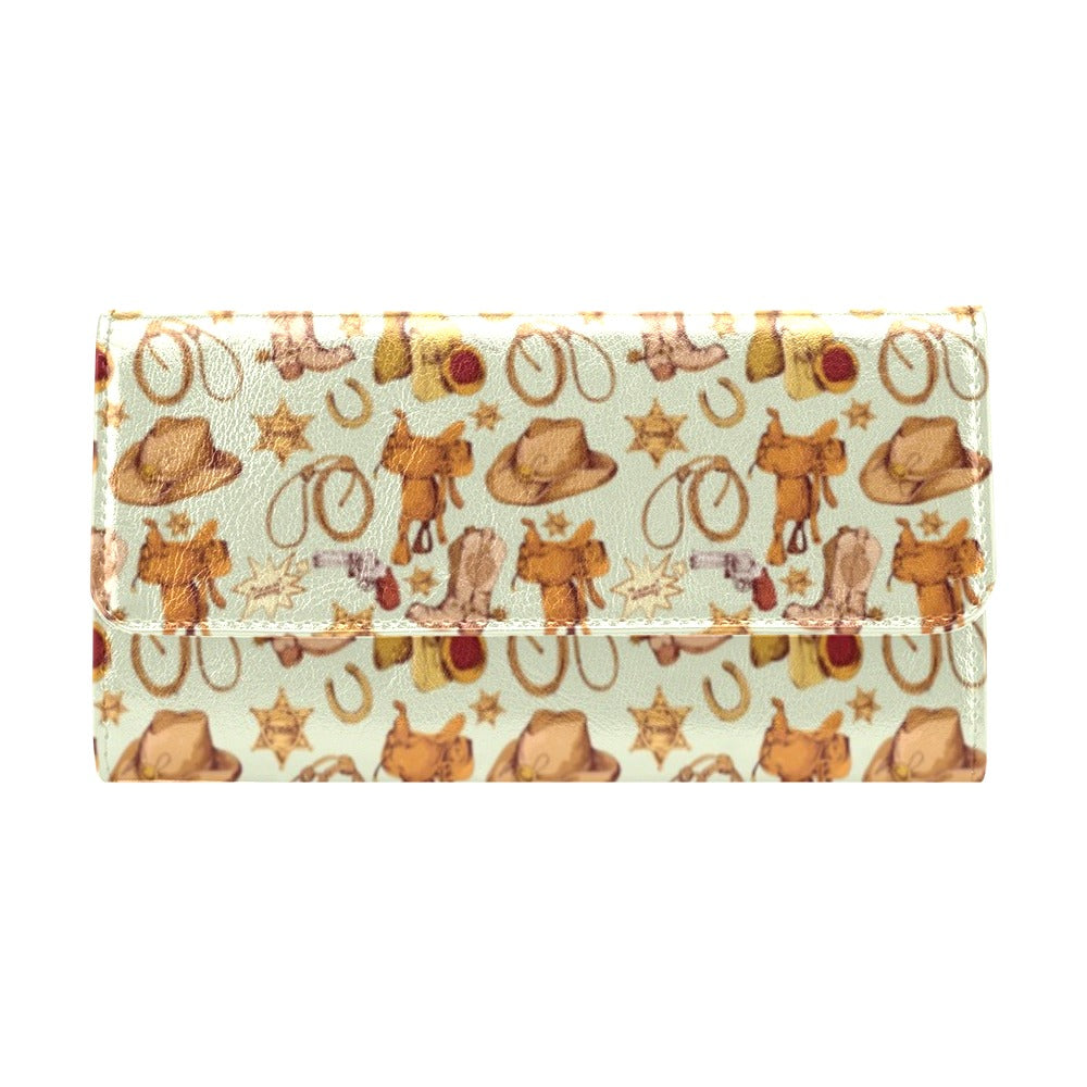 Western Cowboy Design Pattern Women's Trifold Wallet