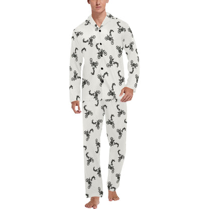 Motocross Pattern Print Design 03 Men's Long Pajama Set