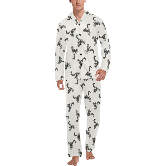 Motocross Pattern Print Design 03 Men's Long Pajama Set