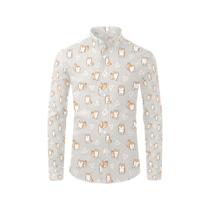 Shiba Inu Print Design LKS307 Men's Long Sleeve Dress Shirt