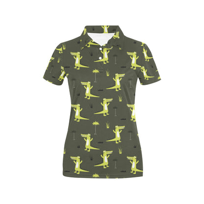 Alligator Pattern Print Design 05 Women's Polo Shirt