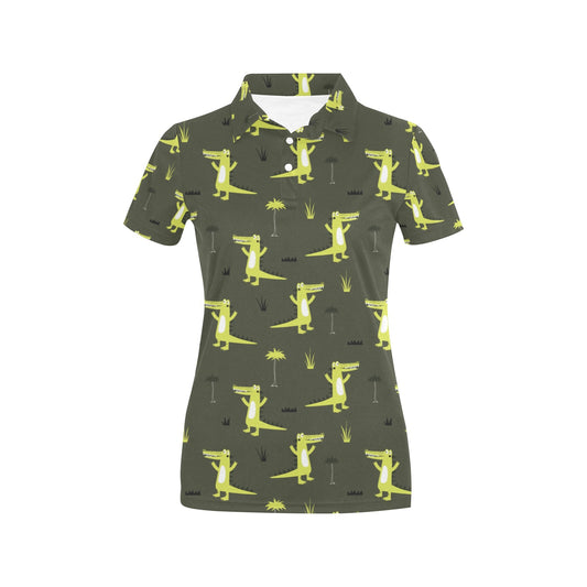 Alligator Pattern Print Design 05 Women's Polo Shirt
