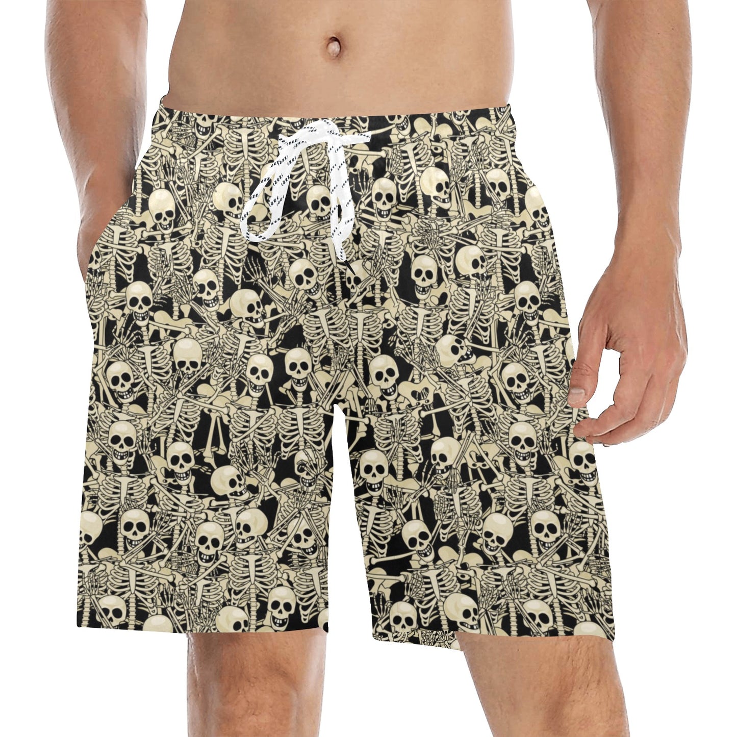 Skeleton Design Print Men's Swim Trunks Beach Shorts