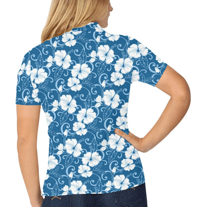 Hibiscus Pattern Print Design HB03 Women's Polo Shirt