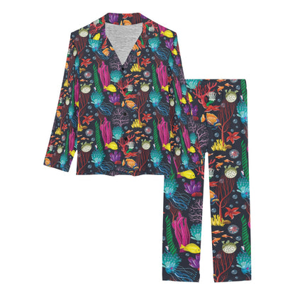 Underwater Cute Print Design LKS303 Women's Long Pajama Set