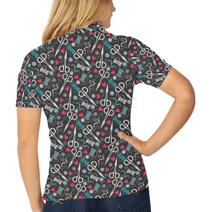 Sewing Equipment Print Design LKS305 Women's Polo Shirt
