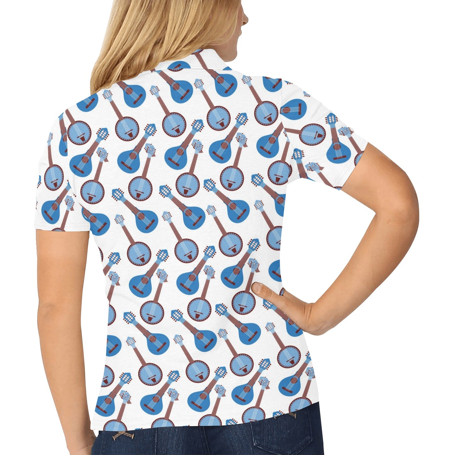 Banjo Print Design LKS401 Women's Polo Shirt
