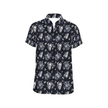 Vikings Print Design LKS304 Men Short Sleeve Button Up Shirt