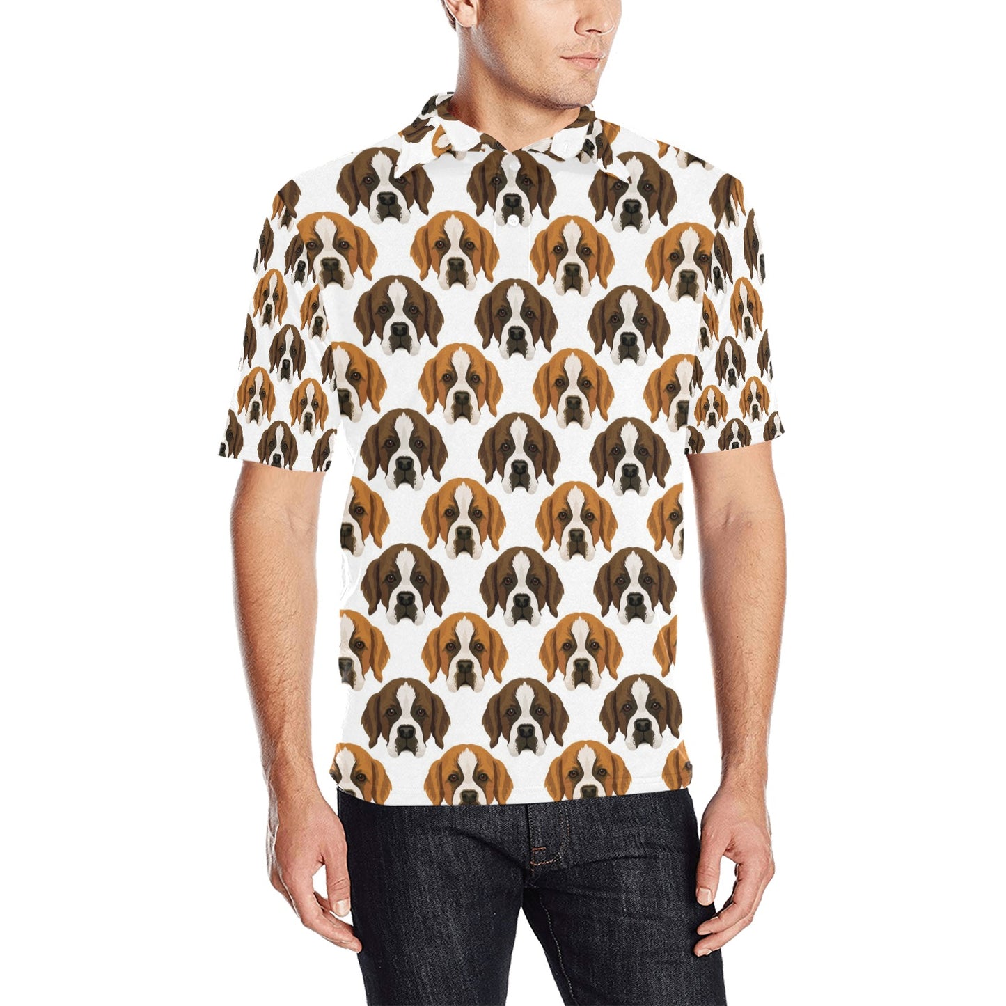 St Bernards Print Design LKS301 Men Polo Shirt