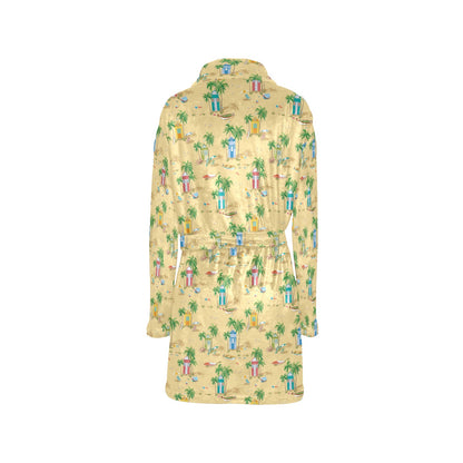 Beach Themed Pattern Print Design 01 Women's Fleece Robe