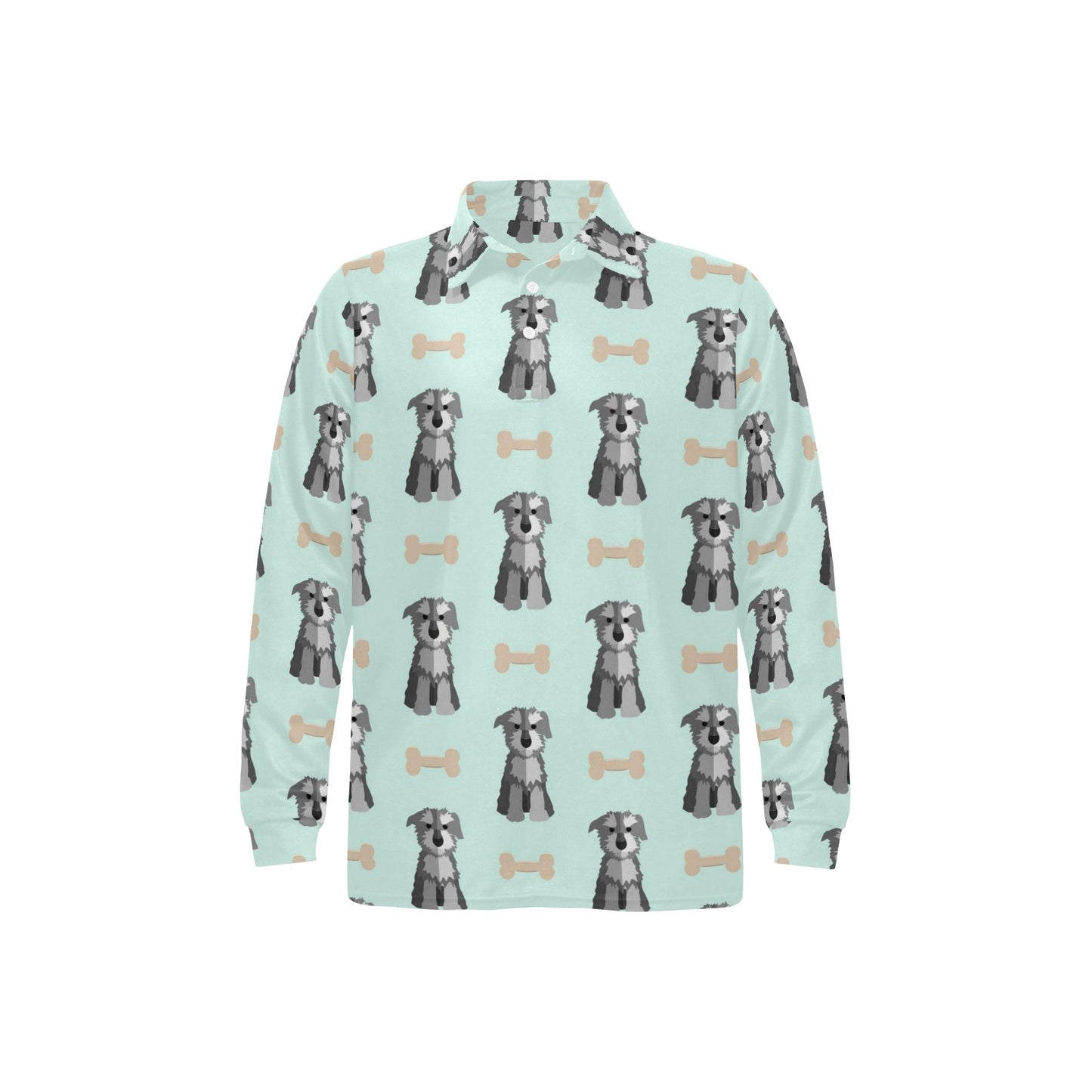 Schnauzers Pattern Print Design A03 Long Sleeve Polo Shirt For Men's
