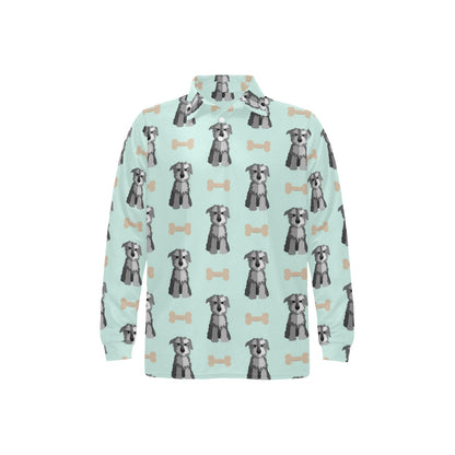 Schnauzers Pattern Print Design A03 Long Sleeve Polo Shirt For Men's