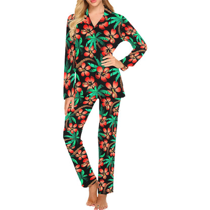 Hawaiian Themed Pattern Print Design H022 Women's Long Pajama Set