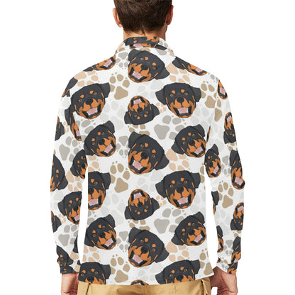 Rottweiler Pattern Print Design A03 Long Sleeve Polo Shirt For Men's