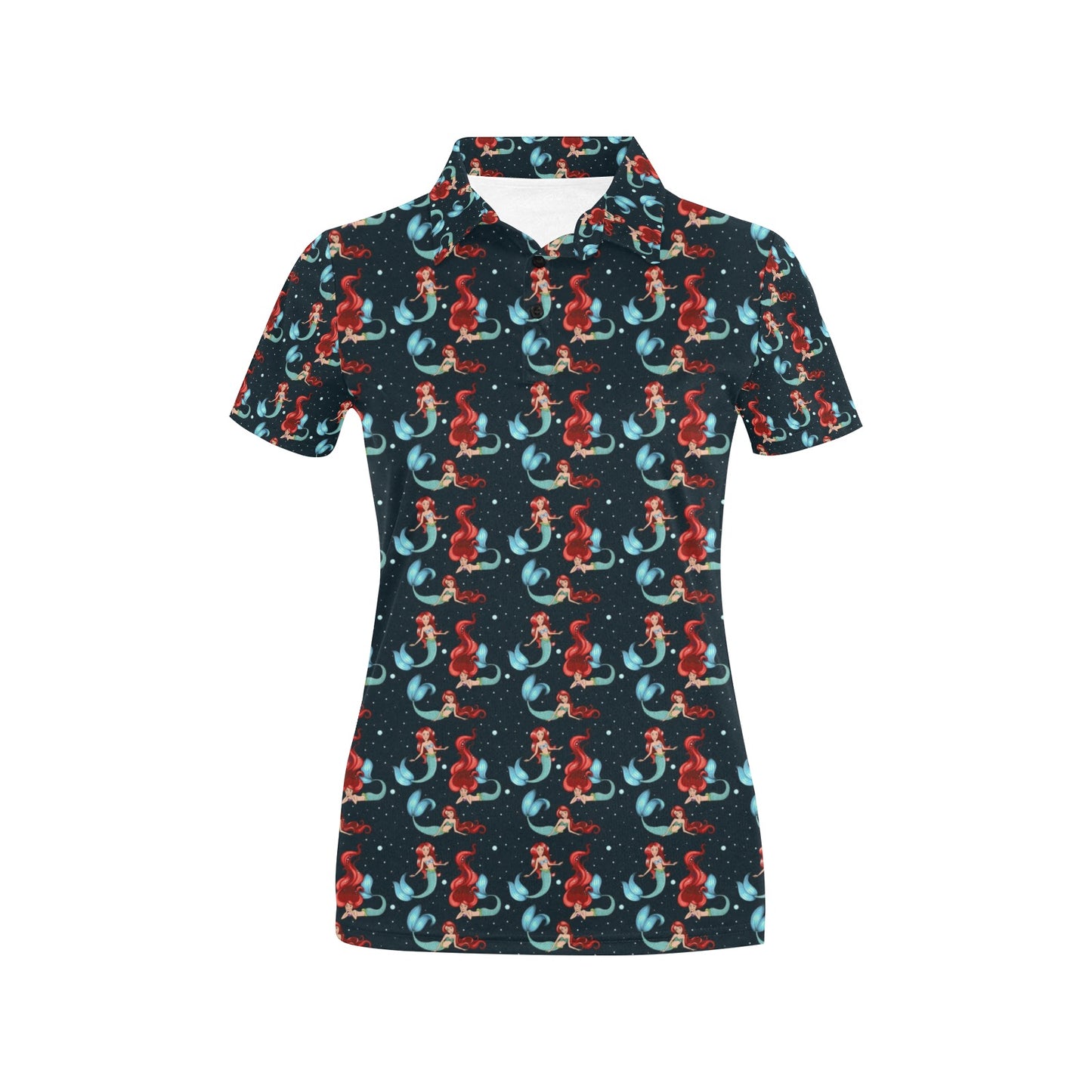 Mermaid Girl Themed Design Print Women's Polo Shirt