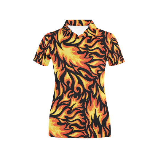Flame Fire Design Pattern Women's Polo Shirt
