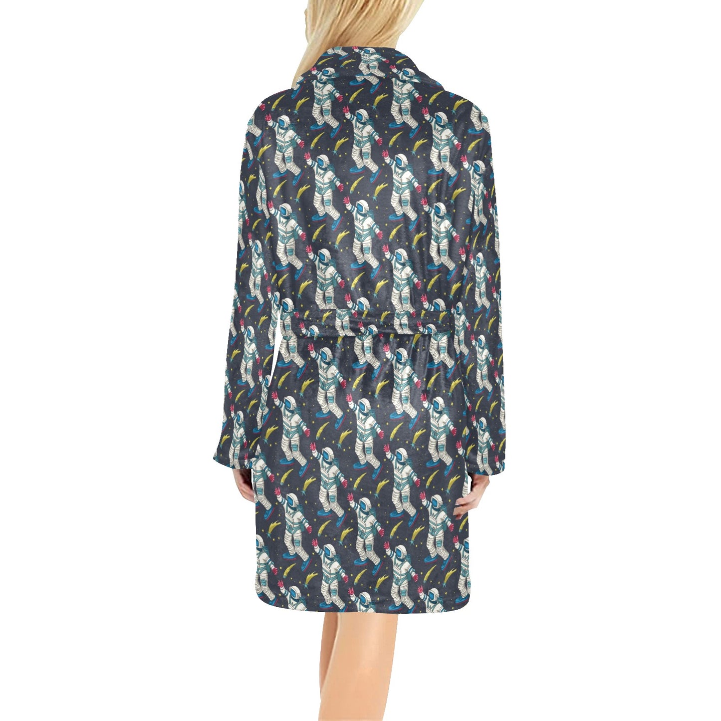 Astronaut Pattern Print Design 04 Women's Fleece Robe
