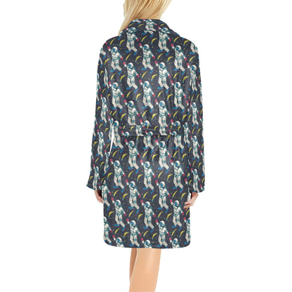 Astronaut Pattern Print Design 04 Women's Fleece Robe