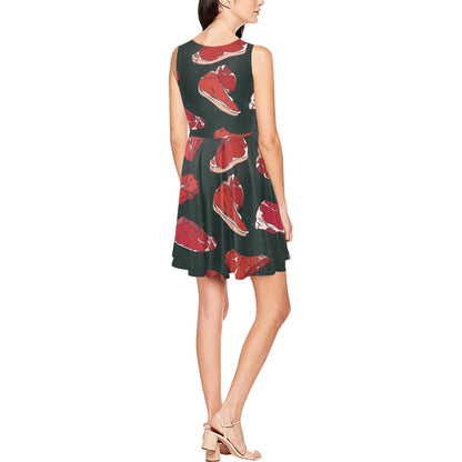 Meat Pattern Print Design 01 Sleeveless Dress