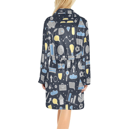 Accounting Financial Pattern Print Design 04 Women's Fleece Robe