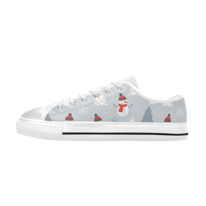 Snowman Print Design LKS302 Women's White Low Top Shoes