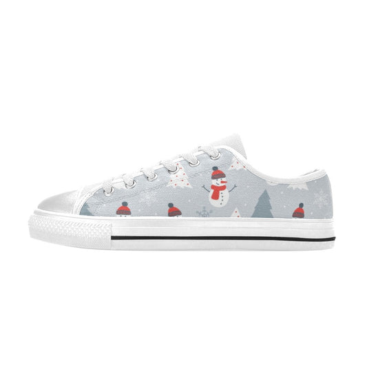 Snowman Print Design LKS302 Women's White Low Top Shoes