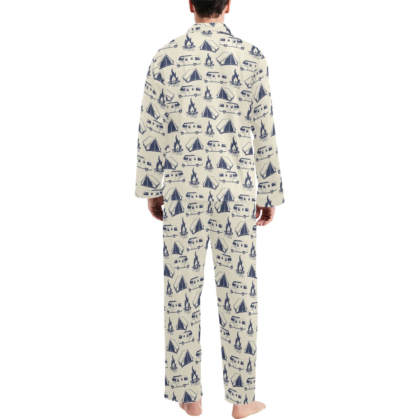 Campfire Pattern Print Design 01 Men's Long Pajama Set