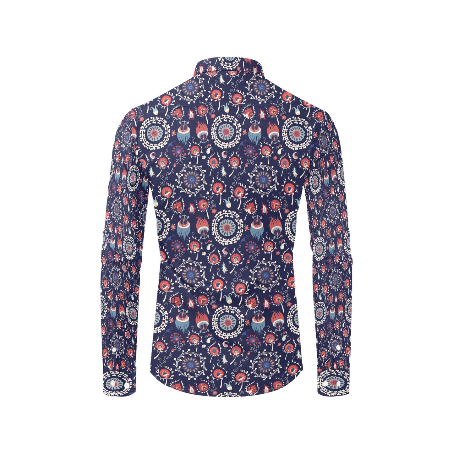 Suzani Print Design LKS305 Men's Long Sleeve Dress Shirt