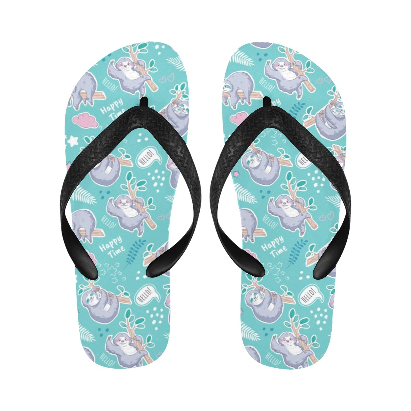 Sloth Print Design LKS309 Flip Flops