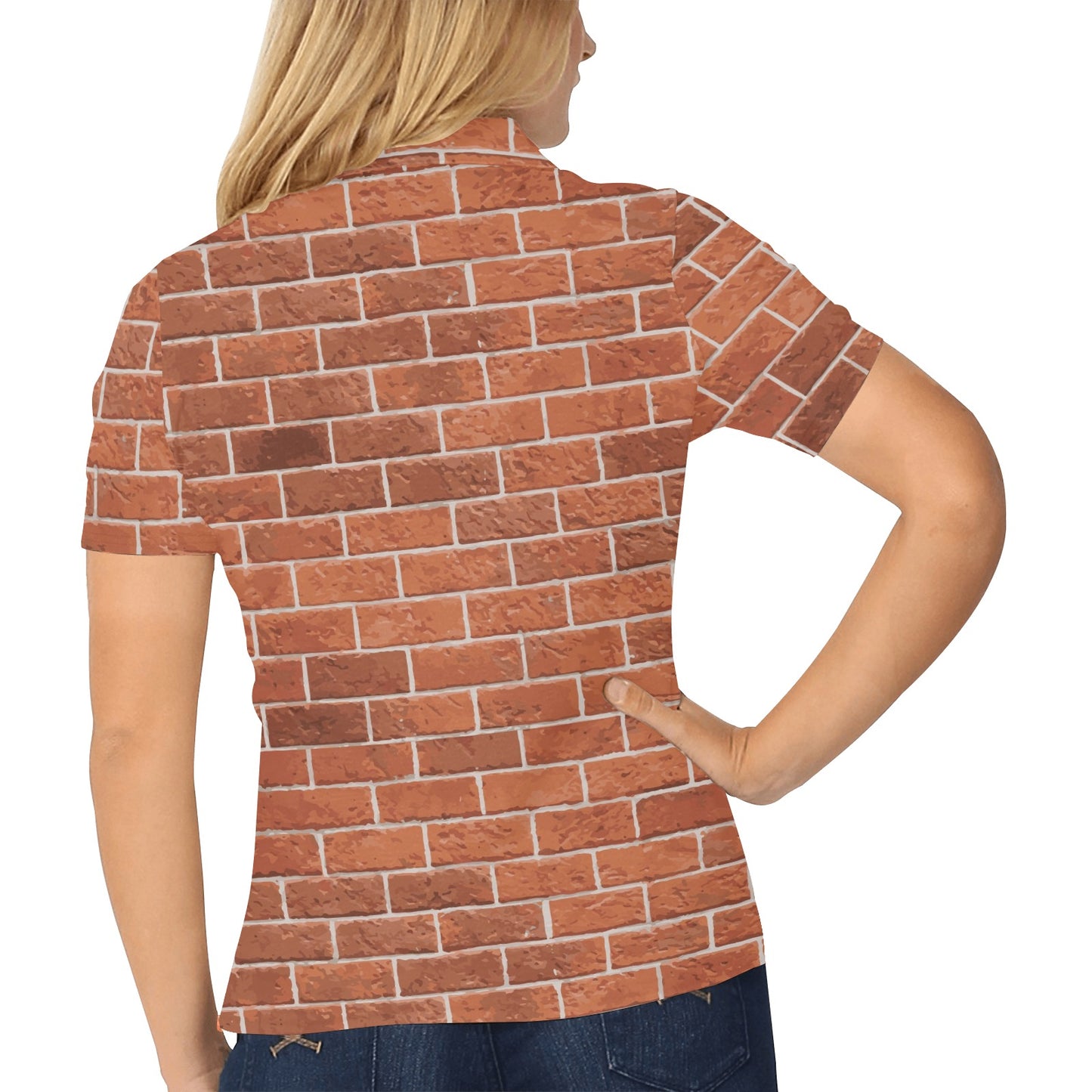 Brick Brown Pattern Print Design 02 Women's Polo Shirt