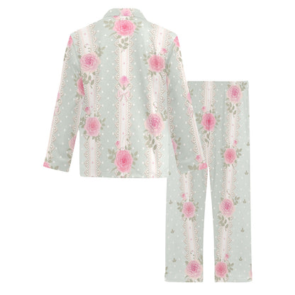 Rose Pattern Print Design RO016 Men's Long Pajama Set